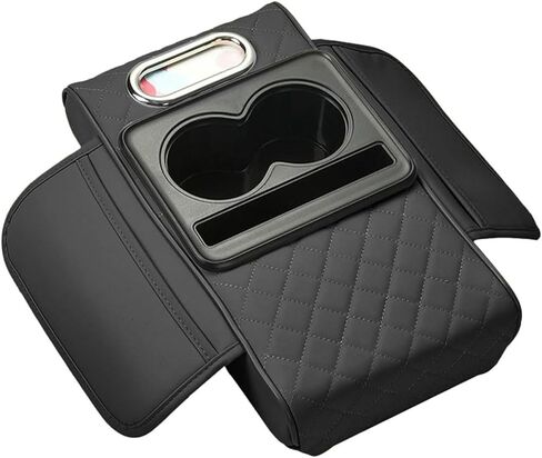 Center Console Cover for Nissan Armada II (Y62) 2016-2022 2023 2024 2025, Leather Car Center Console Armrest Pad with Storage Box, Cup Holder, Car Armrest Accessories,Black in Saudi Arabia