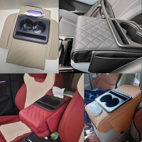 Center Console Cover for Nissan Armada II (Y62) 2016-2022 2023 2024 2025, Leather Car Center Console Armrest Pad with Storage Box, Cup Holder, Car Armrest Accessories,Black in Saudi Arabia
