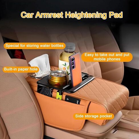 Center Console Cover for Nissan Armada II (Y62) 2016-2022 2023 2024 2025, Leather Car Center Console Armrest Pad with Storage Box, Cup Holder, Car Armrest Accessories,Black in Saudi Arabia