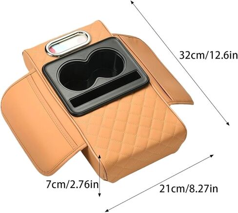 Center Console Cover for Nissan Armada II (Y62) 2016-2022 2023 2024 2025, Leather Car Center Console Armrest Pad with Storage Box, Cup Holder, Car Armrest Accessories,Black in Saudi Arabia