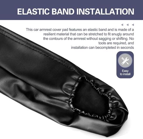 2PCS Car Armrest Cover, Stretch Scratch-resistant Leather Car Armrest Protector, All Seasons Soft Arm Rest Covers Pad with Storage Bag, Universal for Most Vehicles (Black) in Kuwait