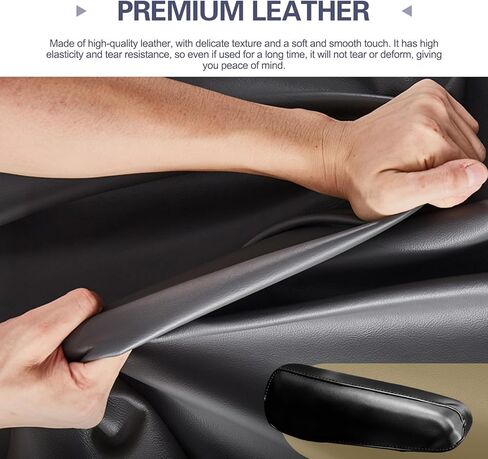 2PCS Car Armrest Cover, Stretch Scratch-resistant Leather Car Armrest Protector, All Seasons Soft Arm Rest Covers Pad with Storage Bag, Universal for Most Vehicles (Black) in Kuwait