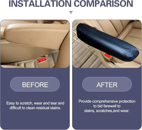 2PCS Car Armrest Cover, Stretch Scratch-resistant Leather Car Armrest Protector, All Seasons Soft Arm Rest Covers Pad with Storage Bag, Universal for Most Vehicles (Black) in Kuwait