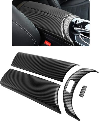 غطاء صندوق مسند الذراع المركزي لسيارة Mercedes-Benz C-Class/GLC-Class W205 X253 (2015-2021) - واقي داخلي من بلاستيك ABS، مقاوم للخدش (W205، نسيج ألياف الكربون) in Kuwait