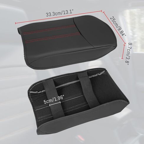 غطاء مسند ذراع وحدة التحكم المركزية متوافق مع Honda Pilot 2023 2024 2025 2026، Ridgeline Passport 2024-2026، وسادة غطاء مسند الذراع، وسادة حماية وحدة التحكم المركزية (خياطة حمراء) in Kuwait