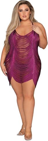 قميص Dreamgirl للسيدات مقاس كبير ذو ثنيات رقيقة ومفتوح بين الرجلين مع تصميم على شكل حرف T من الخلف in Kuwait