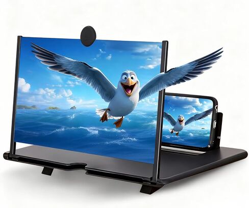 مكبر شاشة للهاتف، مكبر شاشة الهاتف المحمول عالي الدقة 12 بوصة لألعاب الفيديو والأفلام، حامل هاتف شفاف وخفيف الوزن قابل للطي متوافق مع جميع الهواتف الذكية (أسود) in Kuwait