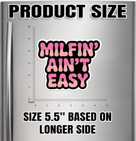 Magnet Milf'n Ain't Easy Magnet Decal Humorous Pink Black Reusable Magnetic Sign Sticker for Fridge Car Bumper Locker 5.5in in Kuwait