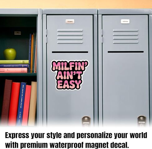 Magnet Milf'n Ain't Easy Magnet Decal Humorous Pink Black Reusable Magnetic Sign Sticker for Fridge Car Bumper Locker 5.5in in Kuwait