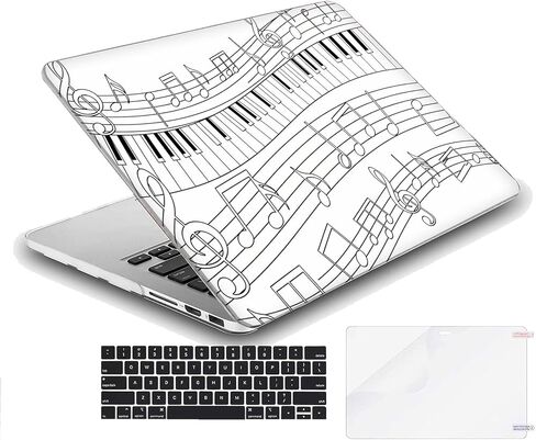 Compatible with MacBook Air 13 inch Retina, Hard Shell Case with Keyboard Cover and Screen Protector (M1 A2337 A2179 A1932, 2018-2020 Release) - Music Note MC21827 in Saudi Arabia