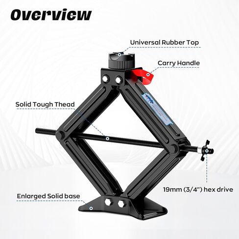 High Lift Scissor Jack for Car, 25" Lifting Height, 3T 6000lbs Heavy Duty Car Jack, 3/4" Hex Drive - Portable Scissor Lift Jack for SUV,UTV,Off-Road in Kuwait