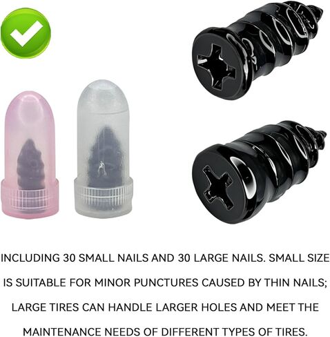 60 PCS Tire Repair Rubber Nail Kit with Screwdriver, Fast Self-Service Screw in Tire Repair Plugs, Vacuum Tires Punctur Meending Nail Patch Kit for Car, Motorcycle Flat Tires First Aid Tools in Saudi Arabia
