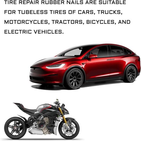 60 PCS Tire Repair Rubber Nail Kit with Screwdriver, Fast Self-Service Screw in Tire Repair Plugs, Vacuum Tires Punctur Meending Nail Patch Kit for Car, Motorcycle Flat Tires First Aid Tools in Kuwait