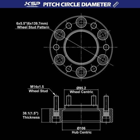 KSP 6x5.5(6x139.7MM) Hub Centric Conversion Adapter, 106mm Hub to 95.2mm Wheel Bore Adapters,Put 2024+ Tacoma Rim on 2005-2023 Tacoma 1996-2024 4runner Vehicle, Vehicle Hub Bore Conversion Spacer in Saudi Arabia