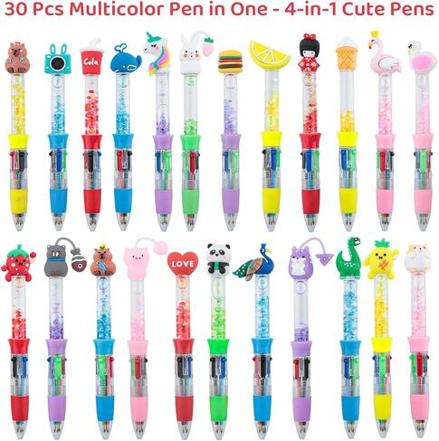 BESARME 30 Packs Multicolor Pen in One, 4-in-1 Fun Pen Cute Pens Easter Basket Stuffers Ballpoint Pens Bulk for Birthday Party Favors Goodie Bag Stuffers Classroom Prizes in Saudi Arabia