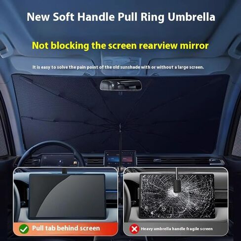 Premium Car Windshield Sun Shade Umbrella - Silver Heat Shield & UV Reflective Protector, Universal Fit (56"x31") for Rogue Altima Sentra Pathfinder Maxima Versa Accessories in Kuwait