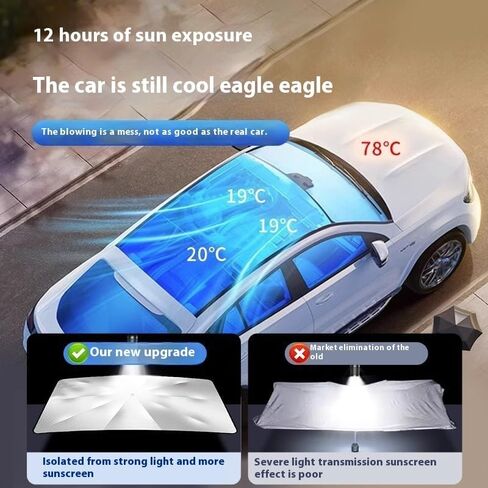 Premium Car Windshield Sun Shade Umbrella - Silver Heat Shield & UV Reflective Protector, Universal Fit (56"x31") for Rogue Altima Sentra Pathfinder Maxima Versa Accessories in Kuwait