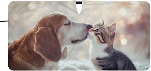 Car Windshield Sunshade-Cat and Dog Print, Foldable Sun Visor UV Blocking Heat Insulation Shading for Sedan SUV Truck S in Kuwait