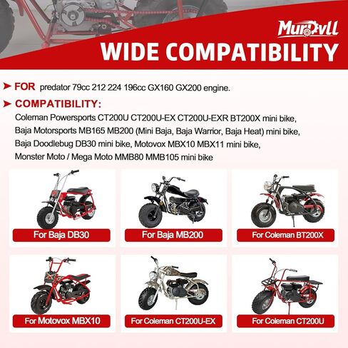 Upgraded Minibike Chain Tensioner Adjustment Bracket with Roller for Predator 212cc 79cc 196cc 224cc 236cc,GX160 GX200 Engine for Coleman CT200U CT200U-EX BT200X Baja Doodlebug DB30 Minibike Parts in Saudi Arabia