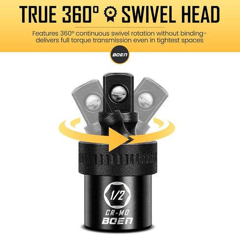 boen Impact Universal Joint Set 1/2", 3/8", 1/4" Drive, 3-Piece Swivel Socket Extensions, Impact Grade Wobble Set Meets ANSI Standards with 2 Size Markings, Chrome Molybdenum Steel for Impact Wrench in Saudi Arabia