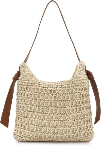 KUANG! Women's Straw Bags Beach Tote Bag Handwoven Hobo Bag PU Handle Large Summer Straw Bag in Saudi Arabia