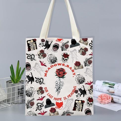 FOTAP Our Last Name Is Meadows Inspire Shoulder Bag Dark Romance Inspire Tote Bag Smut Reader Gift Spicy Book Handbag in Saudi Arabia