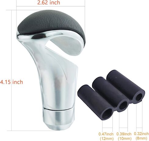 Arenbel Alloy Gear Stick Shifter Knob Leather Covered Car Shift Lever Handle Fit Most Manual Automatic Vehicles, Black Silver in Saudi Arabia