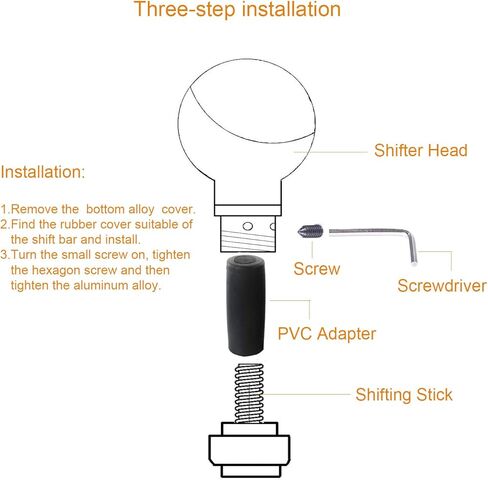 Arenbel Alloy Gear Stick Shifter Knob Leather Covered Car Shift Lever Handle Fit Most Manual Automatic Vehicles, Black Silver in Saudi Arabia