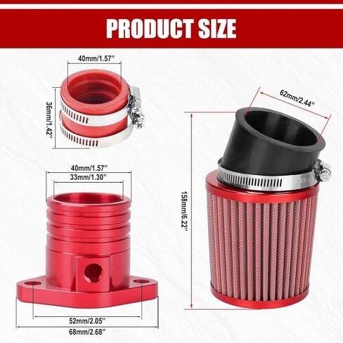 VM34 Carburetor Carb Kit for Mini Bikes Go Karts GX390 GX340 GX270 420CC 301CC 11HP 13HP 9HP Engine Lawnmower Water Pump Pressure Washer Air Filter Intake Manifold Pipe CNC Inlet Parts Gasket Red in Kuwait