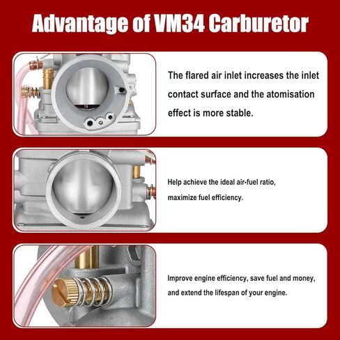 VM34 Carburetor Carb Kit for Mini Bikes Go Karts GX390 GX340 GX270 420CC 301CC 11HP 13HP 9HP Engine Lawnmower Water Pump Pressure Washer Air Filter Intake Manifold Pipe CNC Inlet Parts Gasket Red in Kuwait