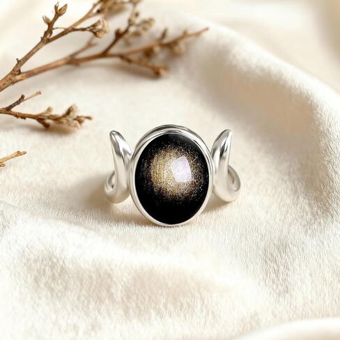 Sterling Silver Natural Oval Stone Irregular Ring,Oval Genuine Real Crystal Quartz Gemstone Statement Ring for Women in Saudi Arabia