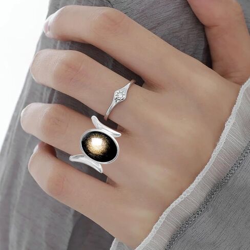 Sterling Silver Natural Oval Stone Irregular Ring,Oval Genuine Real Crystal Quartz Gemstone Statement Ring for Women in Saudi Arabia