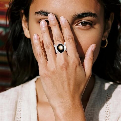 Sterling Silver Natural Oval Stone Irregular Ring,Oval Genuine Real Crystal Quartz Gemstone Statement Ring for Women in Saudi Arabia