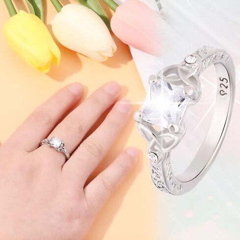 Birthday Christmas Gift Exquisite Simplicity 925 Sterling Silver Diamond Ring Zircon Jewelry(8) in Saudi Arabia