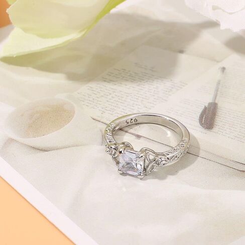 Birthday Christmas Gift Exquisite Simplicity 925 Sterling Silver Diamond Ring Zircon Jewelry(8) in Saudi Arabia
