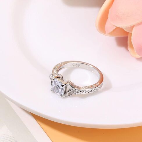 Birthday Christmas Gift Exquisite Simplicity 925 Sterling Silver Diamond Ring Zircon Jewelry(8) in Saudi Arabia