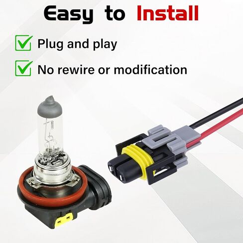 2 قطعة H11 H9 H8 880 881 أنثى محول الأسلاك تسخير مقابس الأسلاك، قابس موصل ضوء الضباب مع سلك، قابس محول ضفيرة مقاوم للماء لاستبدال المصابيح الأمامية وأضواء الضباب لمبة شعاع عالية منخفضة in Kuwait