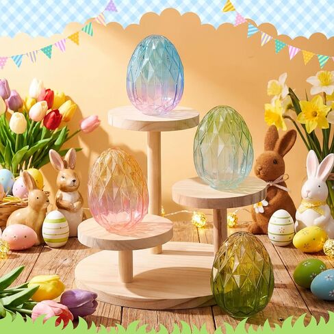 Yungyan 12 Pcs Glass Easter Eggs Decoration 3.4 x 2.5 Inches Spring Easter Crystal Ombre Glass Eggs DIY Egg Art Figurine Collectibles Centerpiece for Table Centerpiece Desk Decor Party Favor Gift in Saudi Arabia