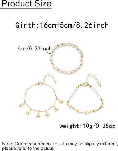 Layered Daisy Bracelets for Women Gold Daisy Pearl Bracelets Stackable Boho Sunflower Chainlets Spring Summer Jewelry Gifts for Her in Saudi Arabia