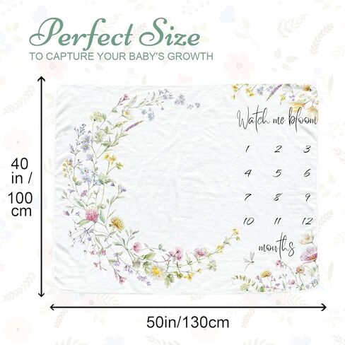 Ocean Baby Monthly Milestone Blanket for Girls, Newborn Month Blanket, Soft Flannel Photography Background Prop Blanket, Personalized Shower Gift, Ocean in Kuwait