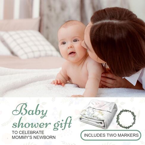 Ocean Baby Monthly Milestone Blanket for Girls, Newborn Month Blanket, Soft Flannel Photography Background Prop Blanket, Personalized Shower Gift, Ocean in Kuwait