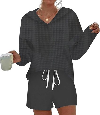 أطقم صالة LOZ للنساء مكونة من قطعتين بدلات رياضية للسفر بغطاء للرأس وأكمام طويلة مع شورت 2026 ملابس عصرية للإجازات in Kuwait