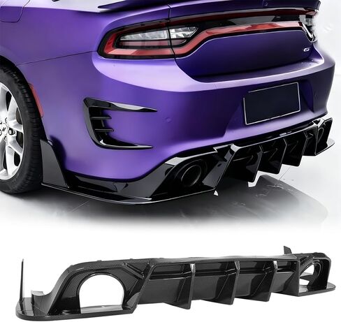 Rear Bumper Diffuser for Dodge Charger GT R/T Daytona Scat Pack Hellcat Sedan 4-Door 2015-2023 CMST Style Rear Bumper Lip Diffuser Spoiler Body Kits (Not for Widebody) (Carbon Fiber Print) in Saudi Arabia