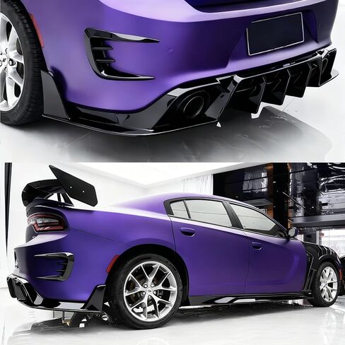 Rear Bumper Diffuser for Dodge Charger GT R/T Daytona Scat Pack Hellcat Sedan 4-Door 2015-2023 CMST Style Rear Bumper Lip Diffuser Spoiler Body Kits (Not for Widebody) (Carbon Fiber Print) in Saudi Arabia