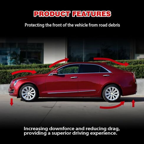 Front Bumper Lip Compatible with 2013-2014 for Cadillac ATS Sedan Base/Luxury/Performance/Premium/Premium Sport Glossy Black Front Lip in Kuwait