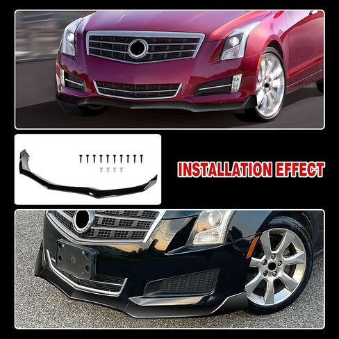 Front Bumper Lip Compatible with 2013-2014 for Cadillac ATS Sedan Base/Luxury/Performance/Premium/Premium Sport Glossy Black Front Lip in Kuwait