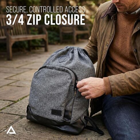 Artifact Drawstring Laptop Bag, Felted Wool & Vegan Leather, Fits Laptops Up to 15", Ultra Durable Design in Saudi Arabia