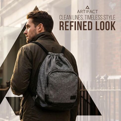 Artifact Drawstring Laptop Bag, Felted Wool & Vegan Leather, Fits Laptops Up to 15", Ultra Durable Design in Saudi Arabia
