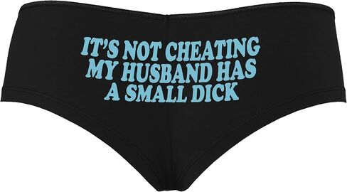 Knaughty Knickers Its Not Cheating My Husband Has Small Dick Cock Size Queen Black Boyshort Panties With Adult Design in Saudi Arabia