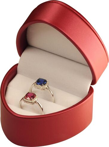 LAODA Black Heart Shaped Double Couple Ring Box for Wedding & Engagement - Premium PU Leather Two Slot Ring Jewelry Gift Box for Women & Men for Wedding Day Ceremony in Saudi Arabia